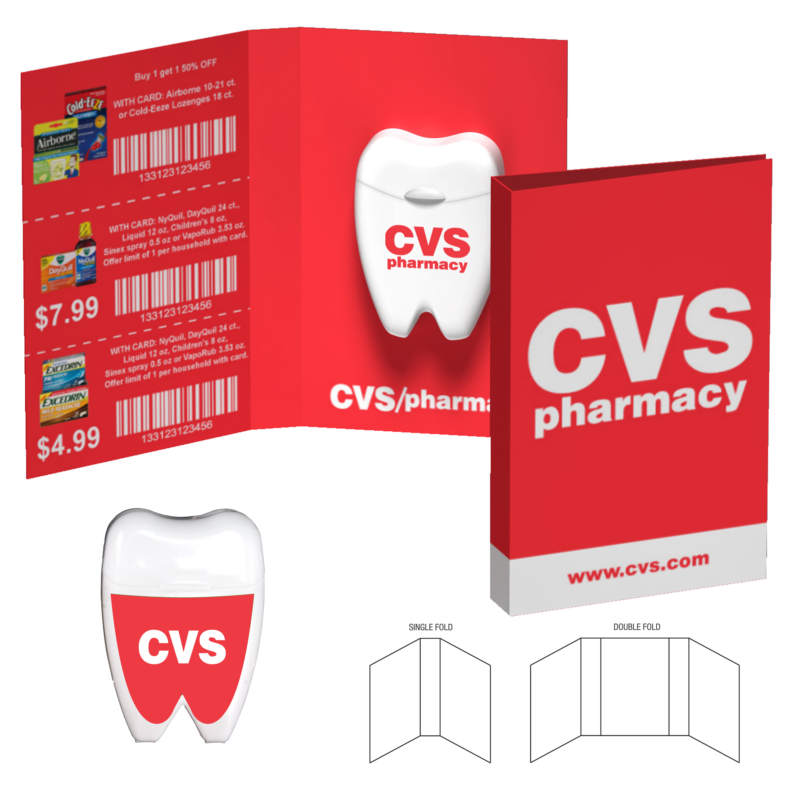 Tek Booklet With Tooth Shaped Dental Floss custom promotional product