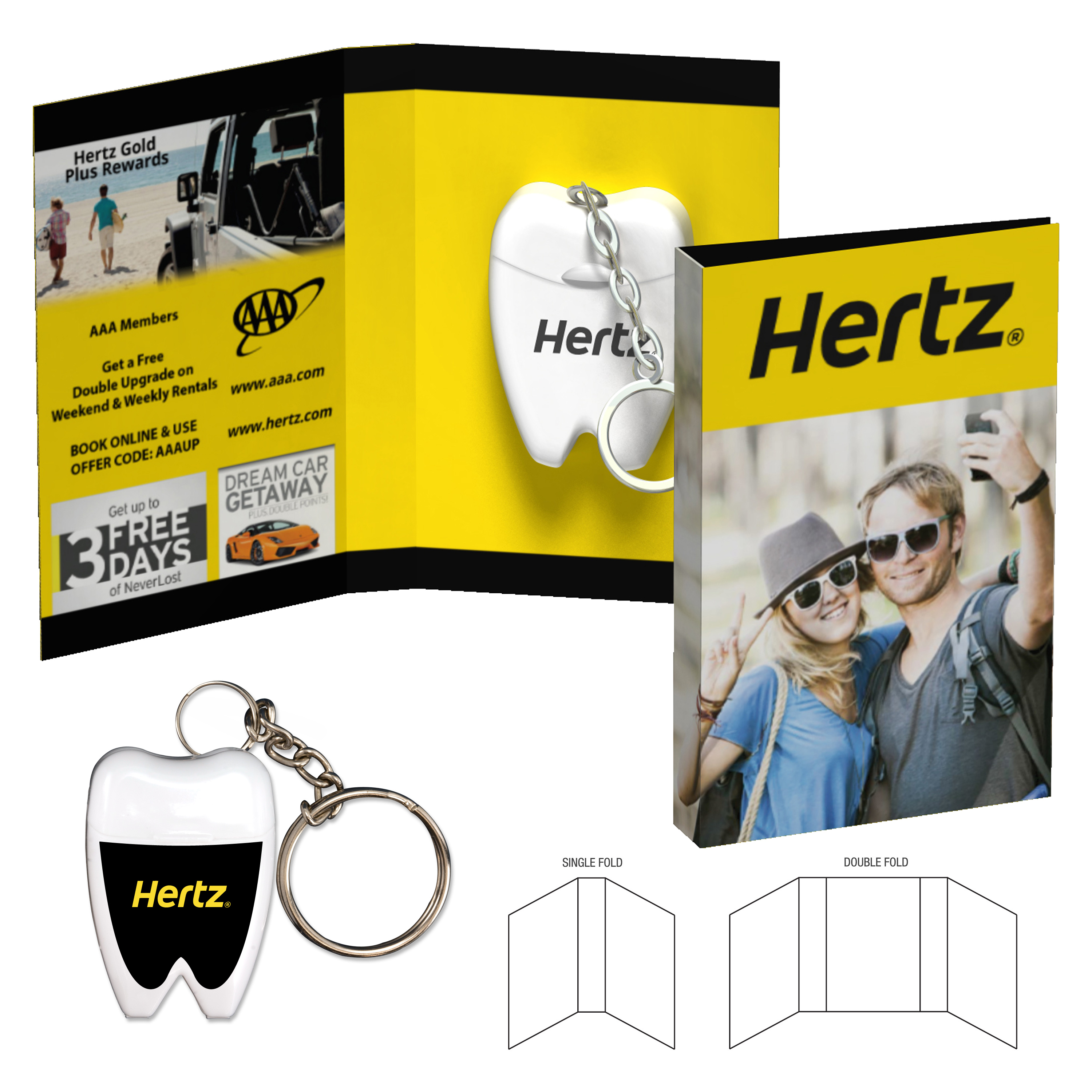 Tek Booklet With Tooth Shaped Dental Floss With Key Chain custom promotional product