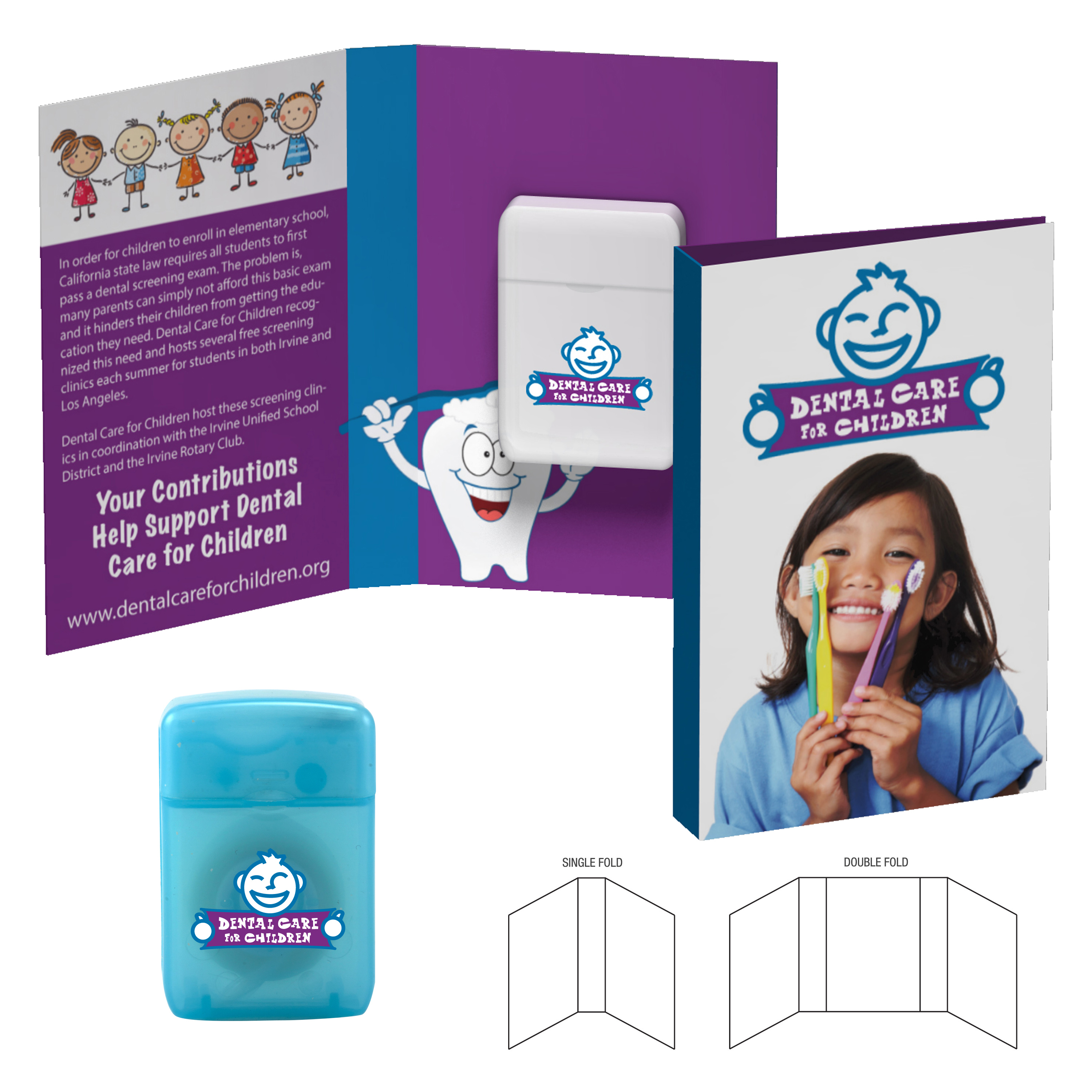 Tek Booklet With Traditional Rectangular Shaped Dental Floss custom promotional product