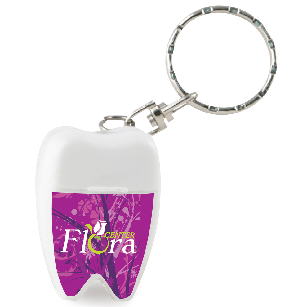 Tooth Shaped Mint Dental Floss With Key Chain custom promotional product