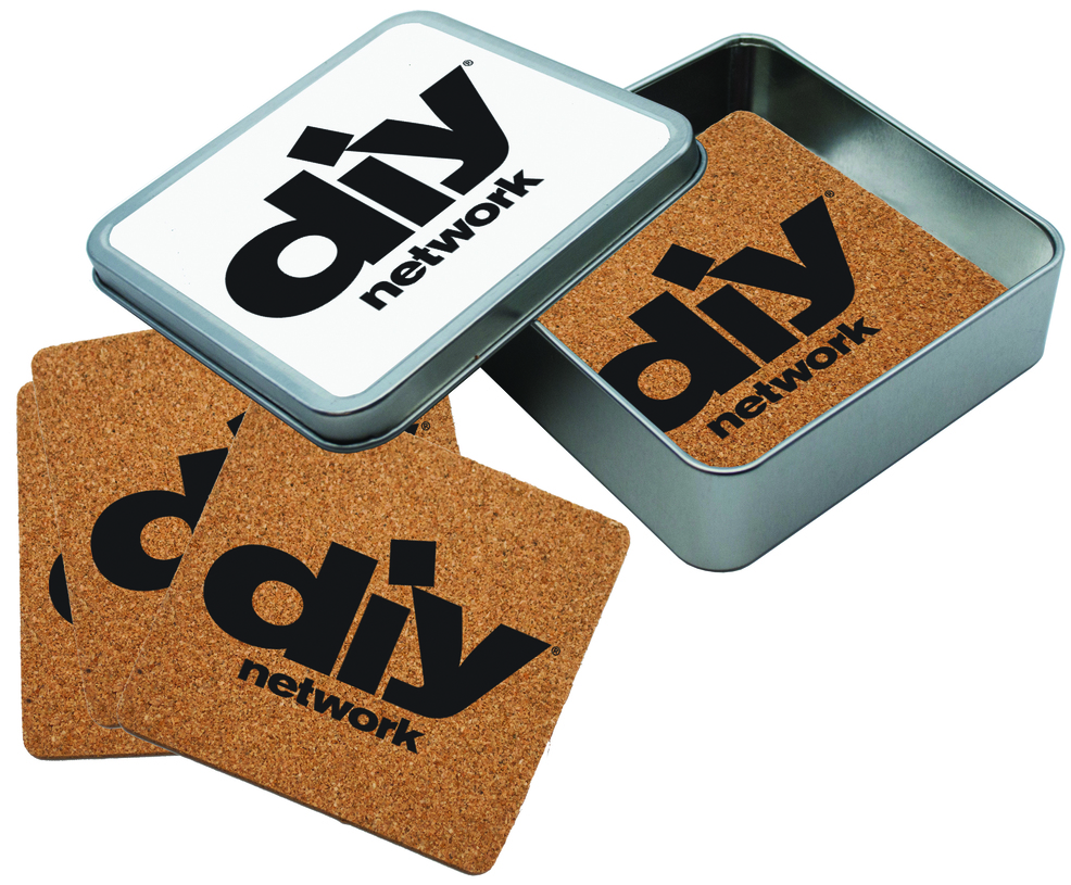 Square Cork Coasters Set In A Square Tin