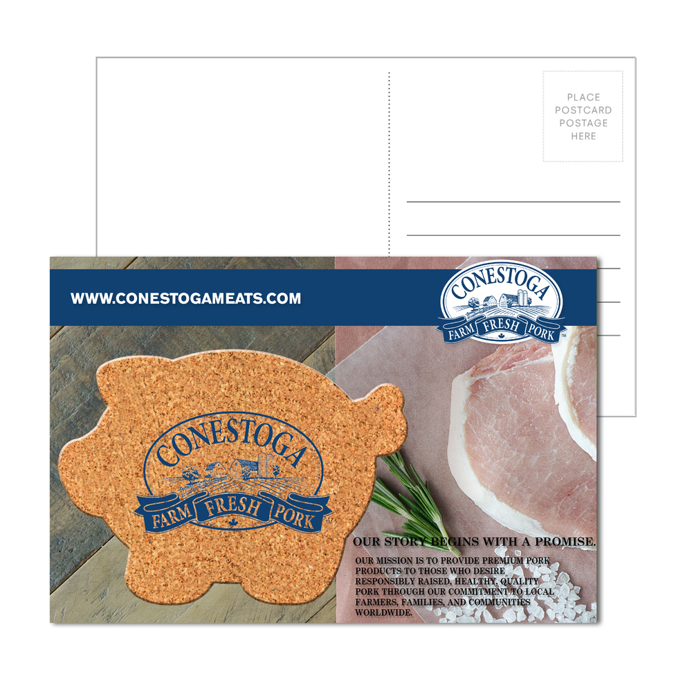 Post Card With Piggy Bank Cork Coaster
