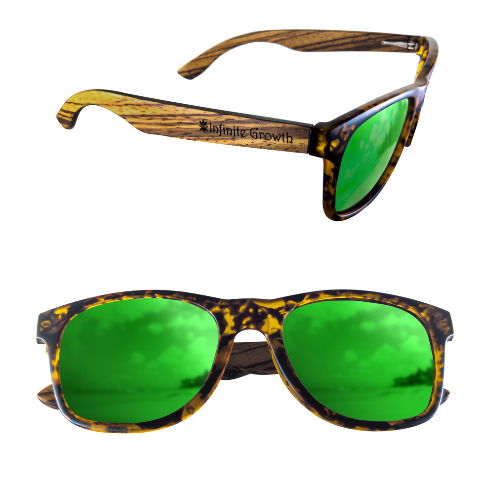 Polarized Or Mirror Tortoise Miami Sunglasses With Wood Arms