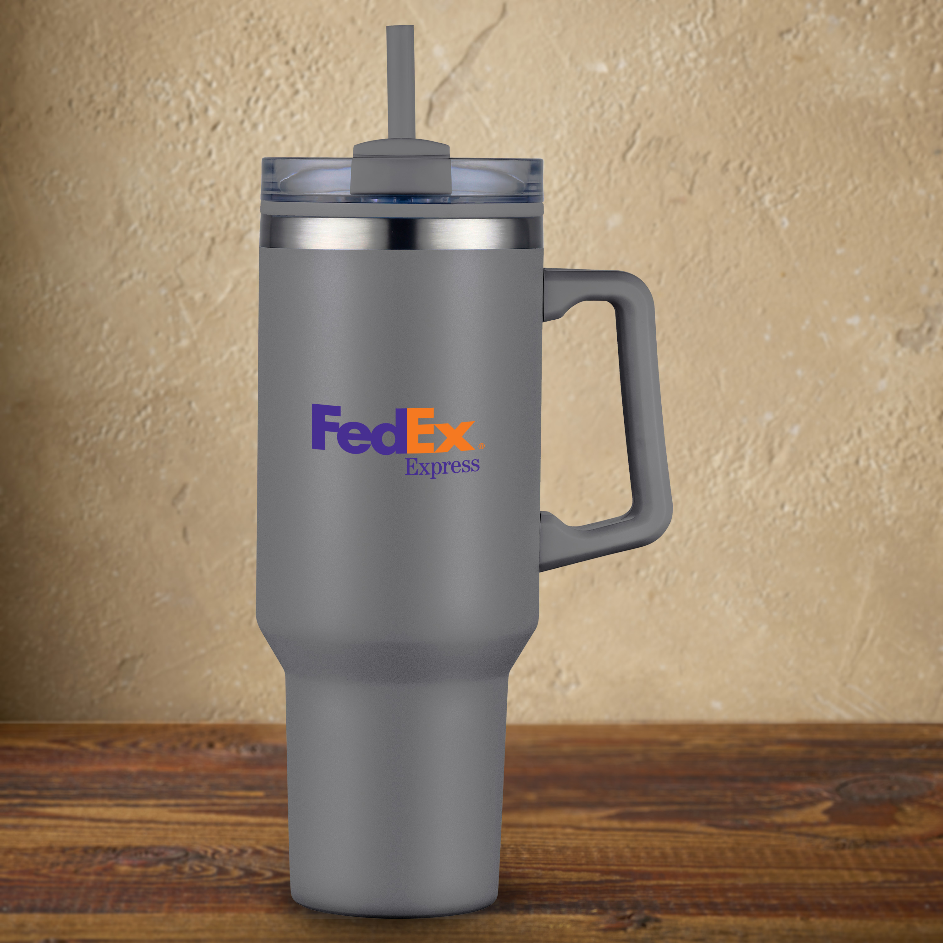 40 oz PP Lined Double Wall Tumbler With Handle & Straw