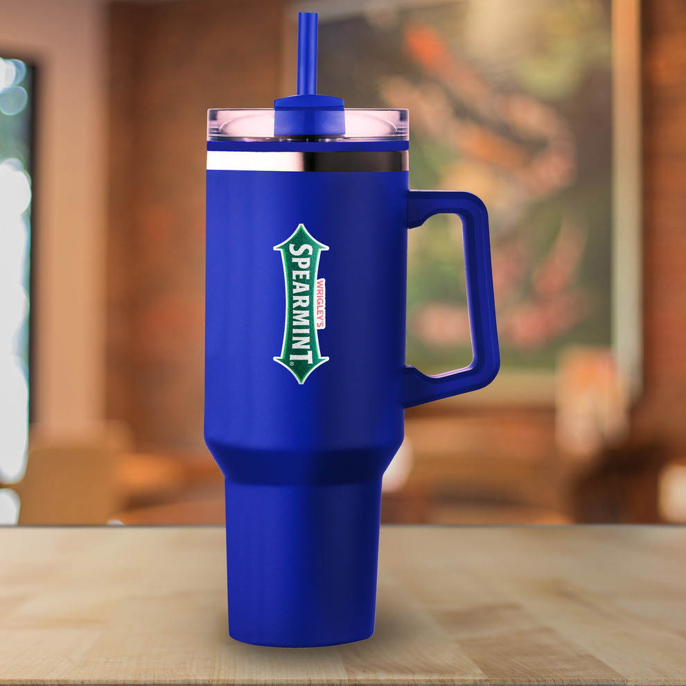 40 oz PP Lined Double Wall Tumbler With Handle & Straw