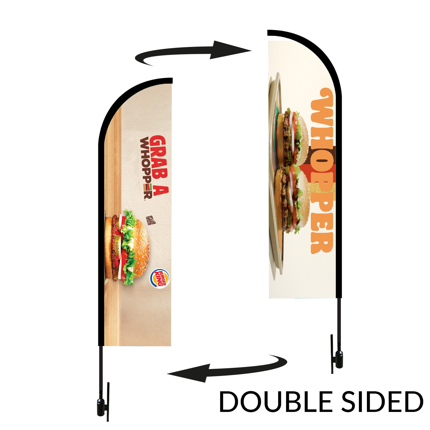 Bow Flag 15 Ft Height Carbon Fiber Kit (Pole Set, Metal Ground Stake And Carry Bag Double Sided Print)