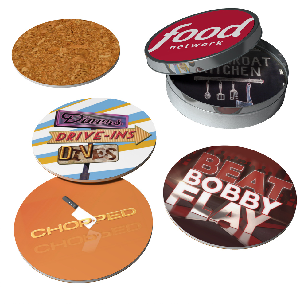 Round Cork Coaster Set In Round Tin custom promotional product