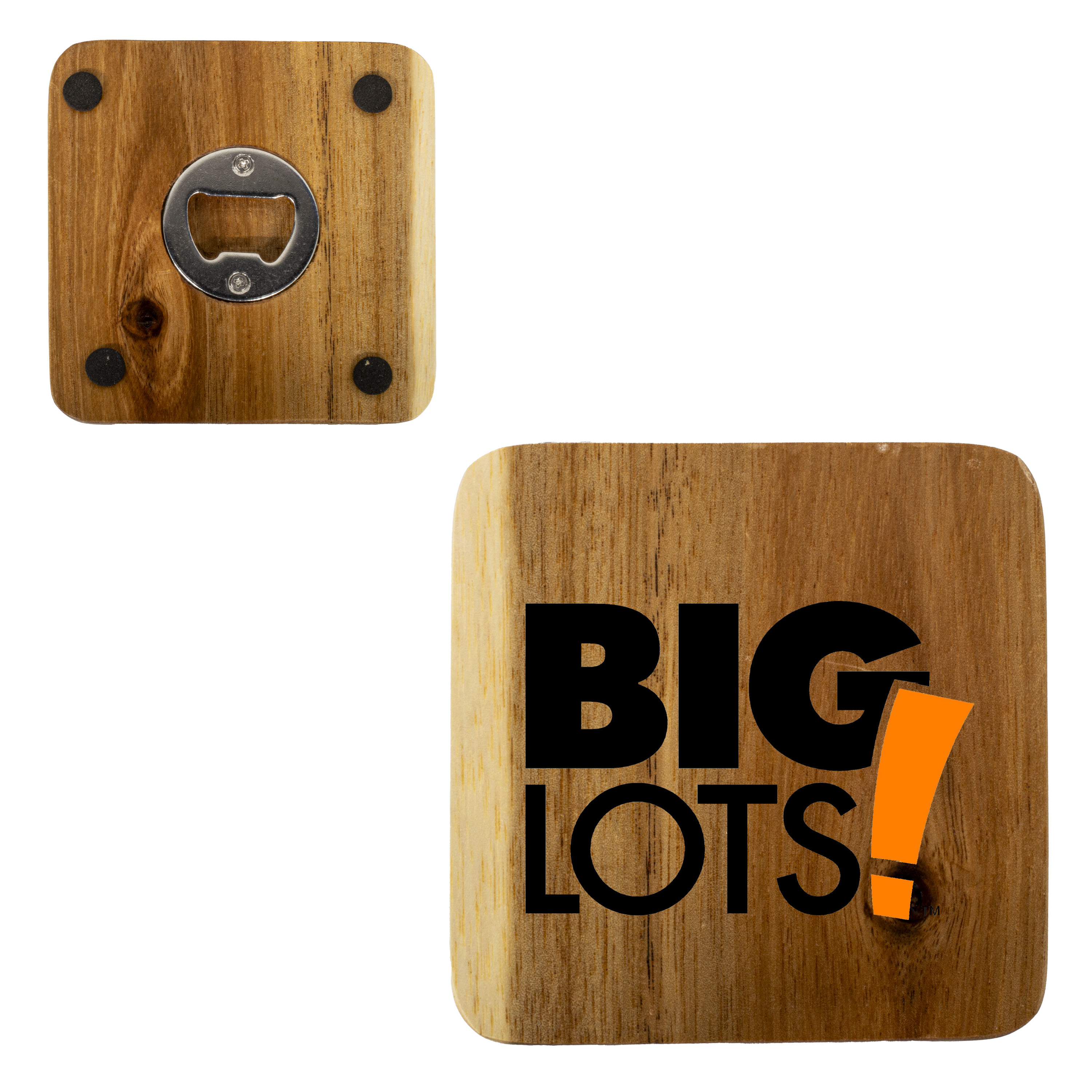 Square Wood Coaster with Bottle Opener