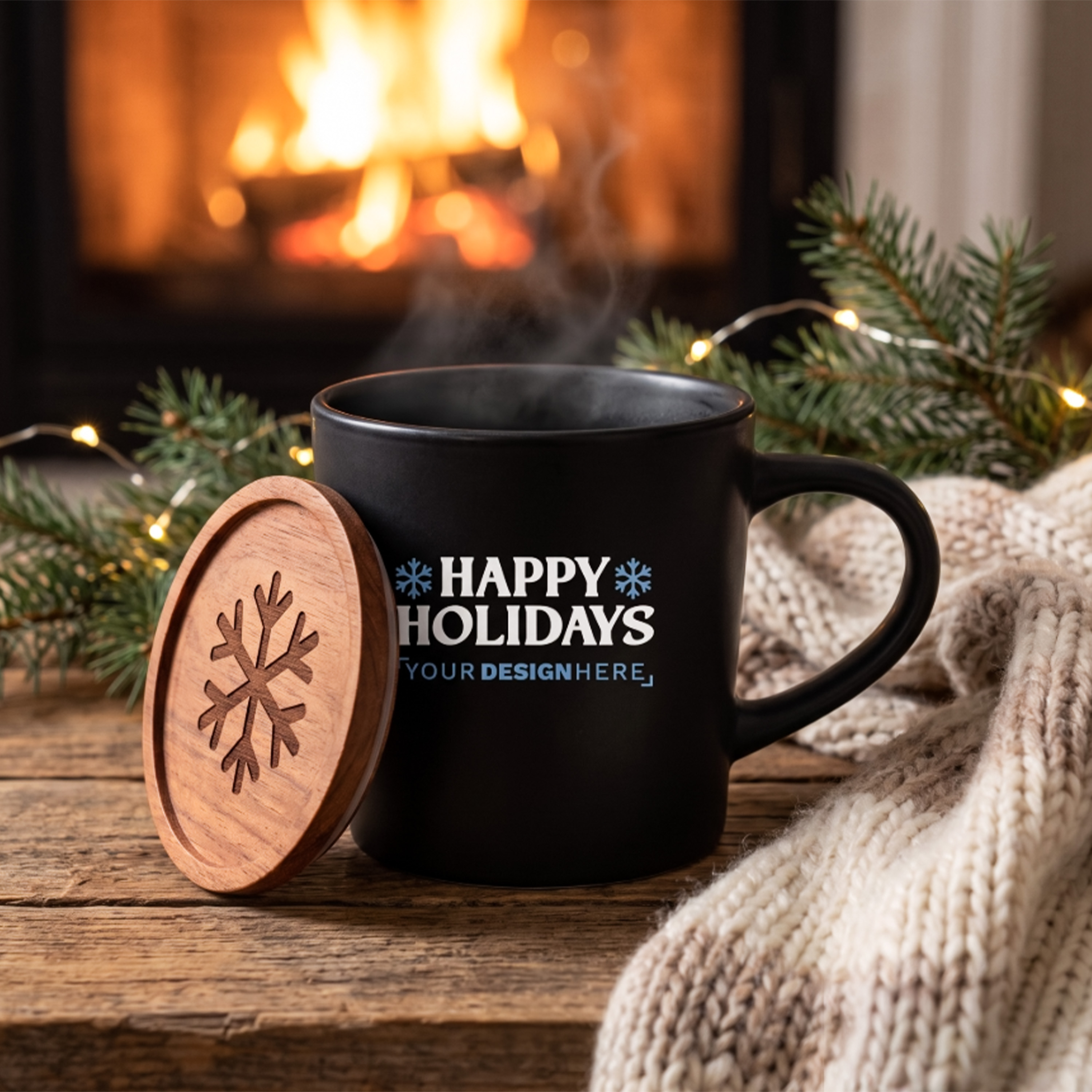 16oz Ceramic Mug with Wooden Lid