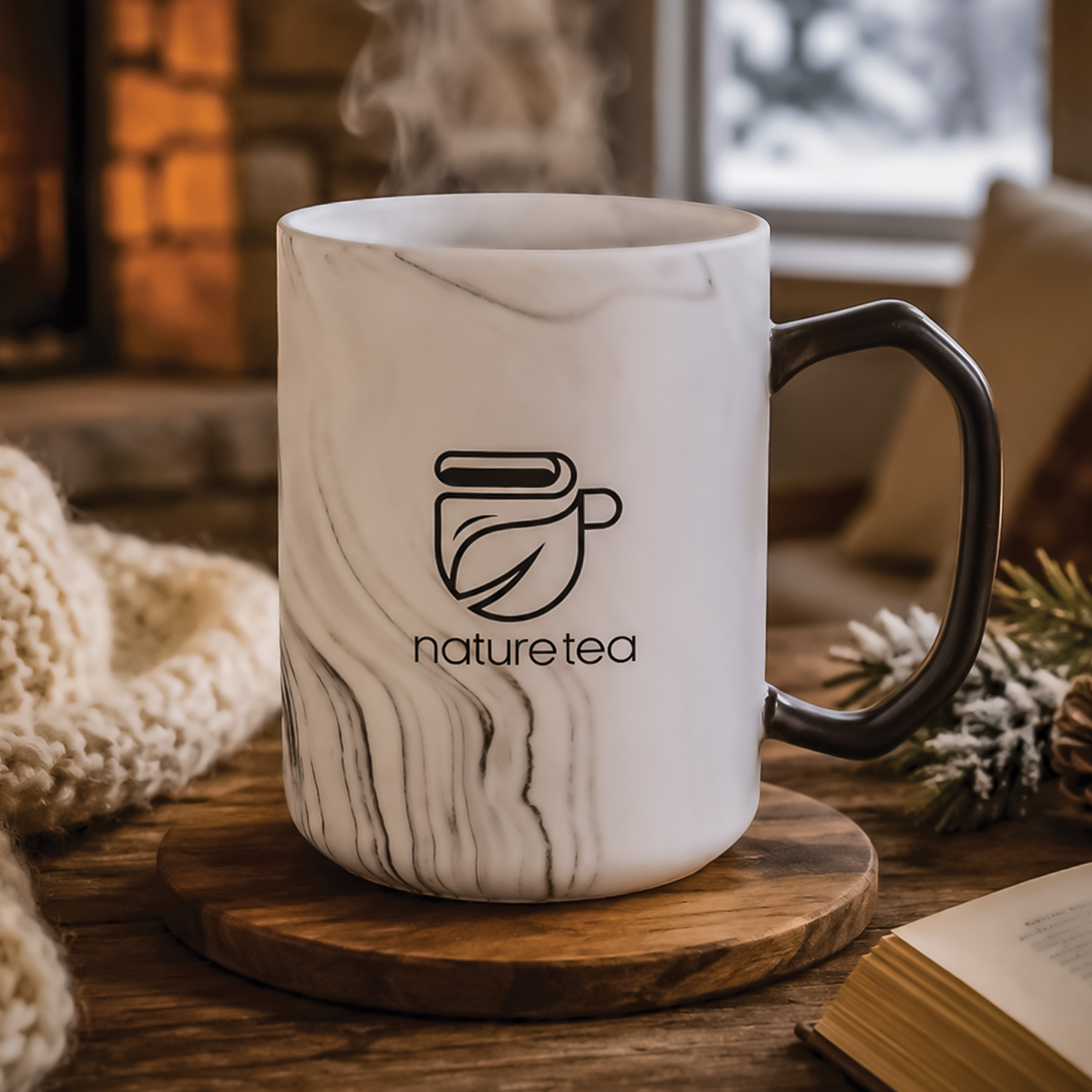 20 oz Ceramic Mug with Marble Pattern
