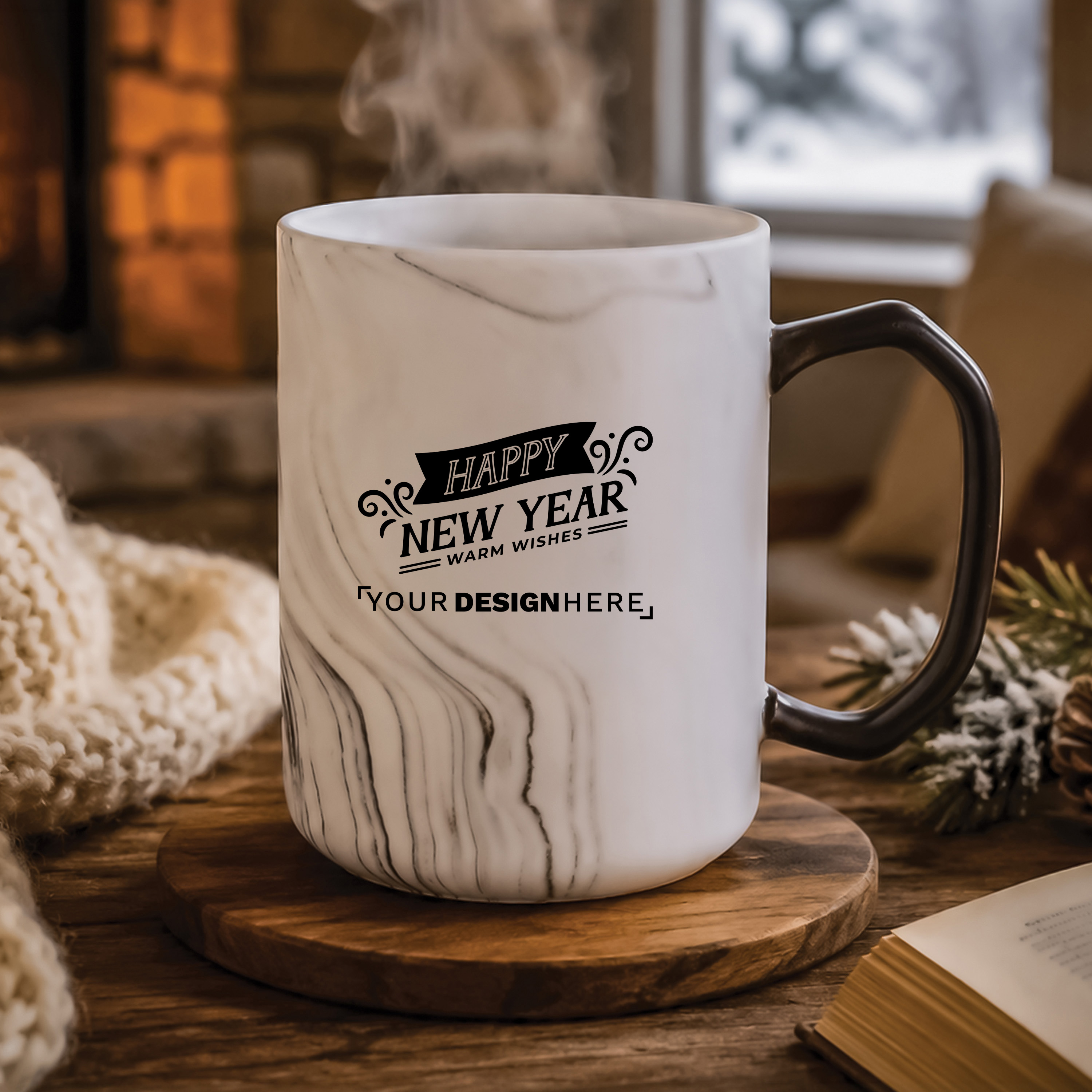20 oz Ceramic Mug with Marble Pattern