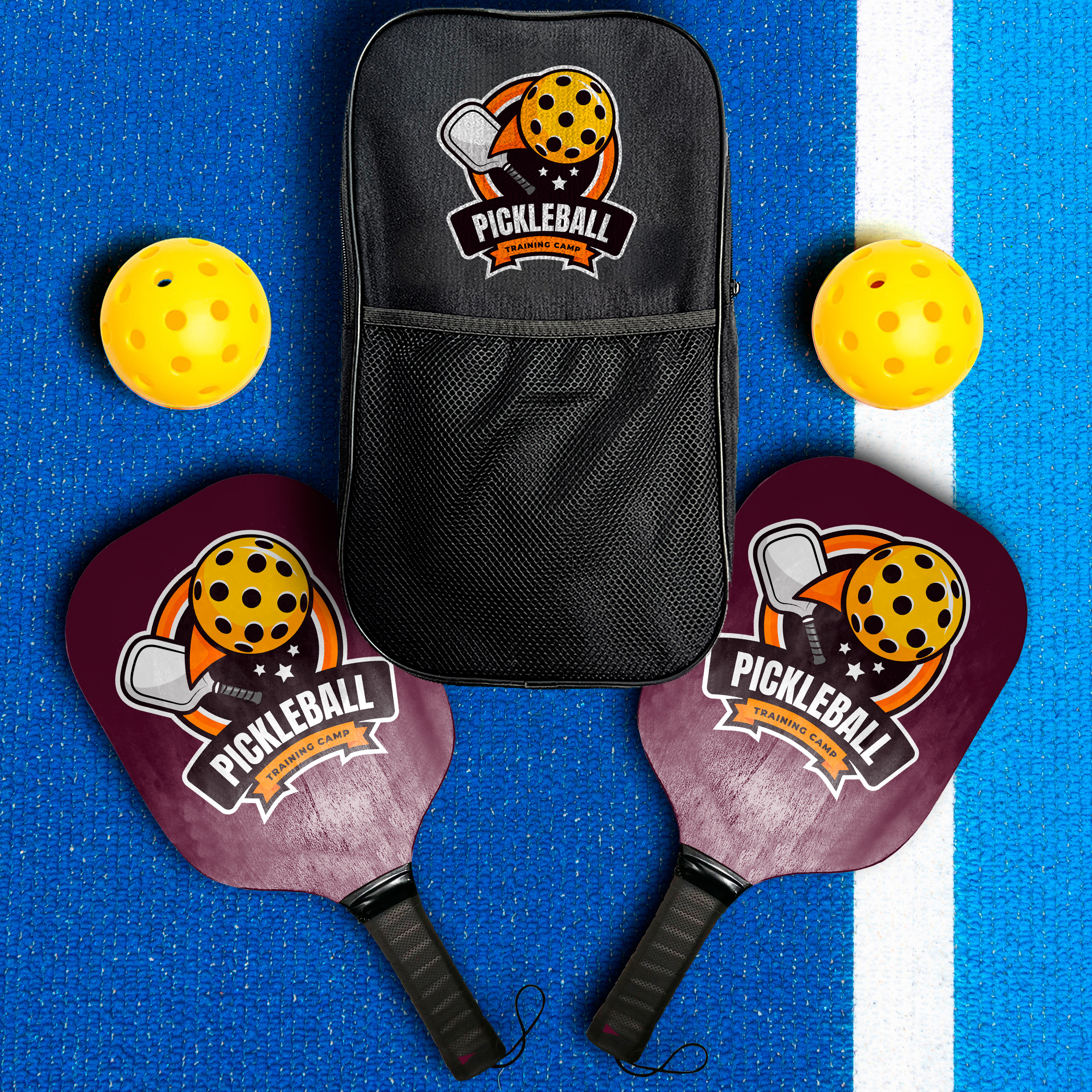 Wood Pickleball Set Full Color **AIR FREIGHT**