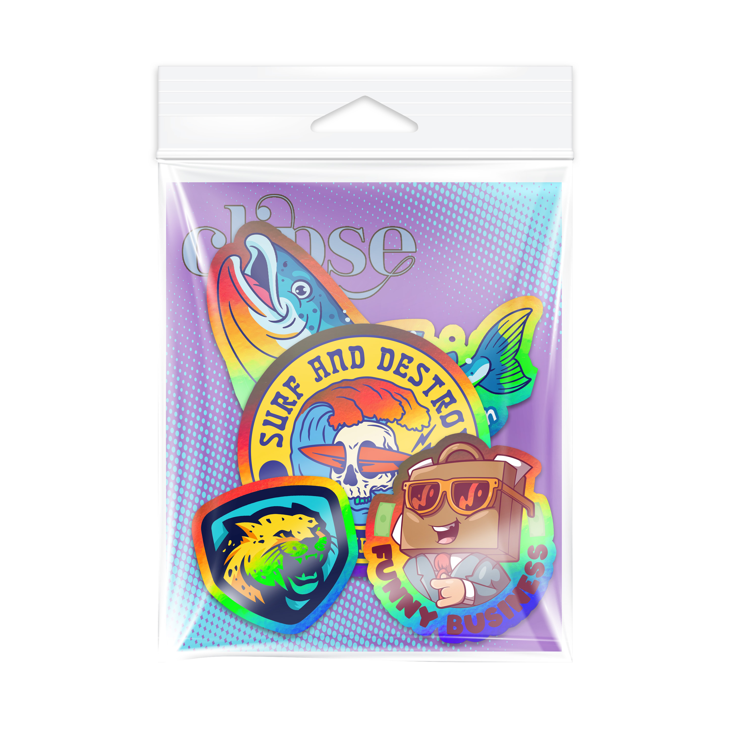 4 Pack Holographic Stickers