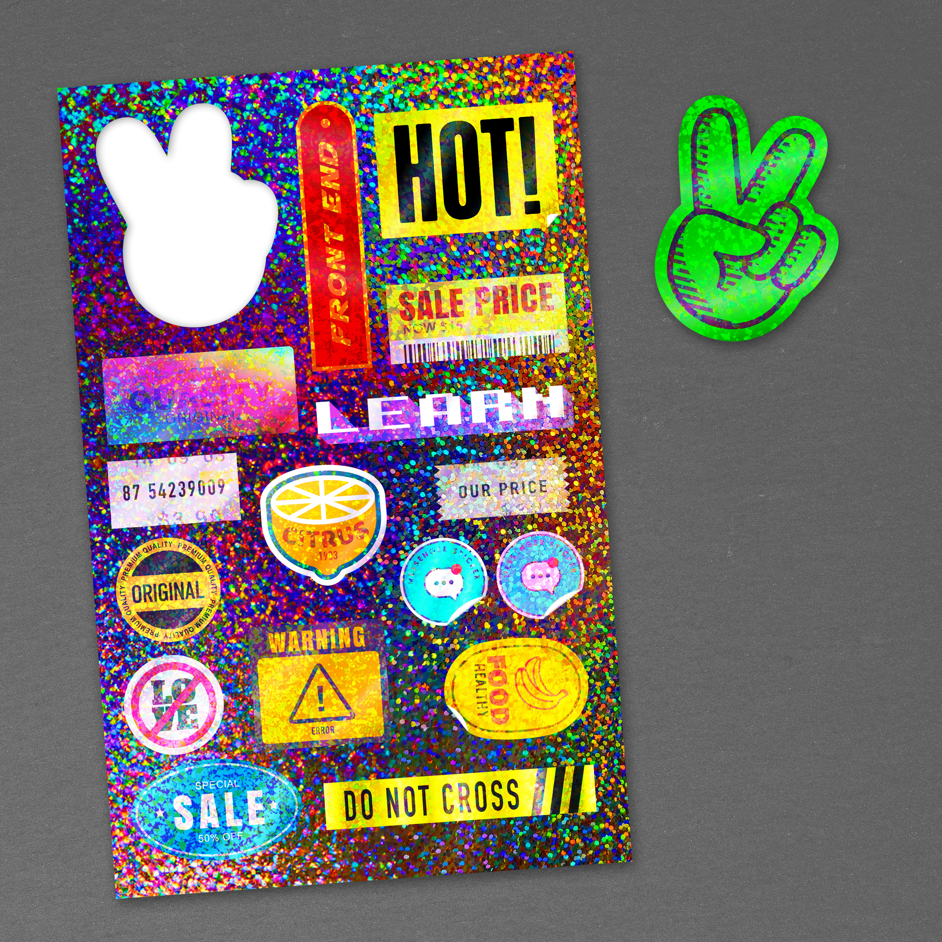 7" x 11" Glitter Sticker Sheet