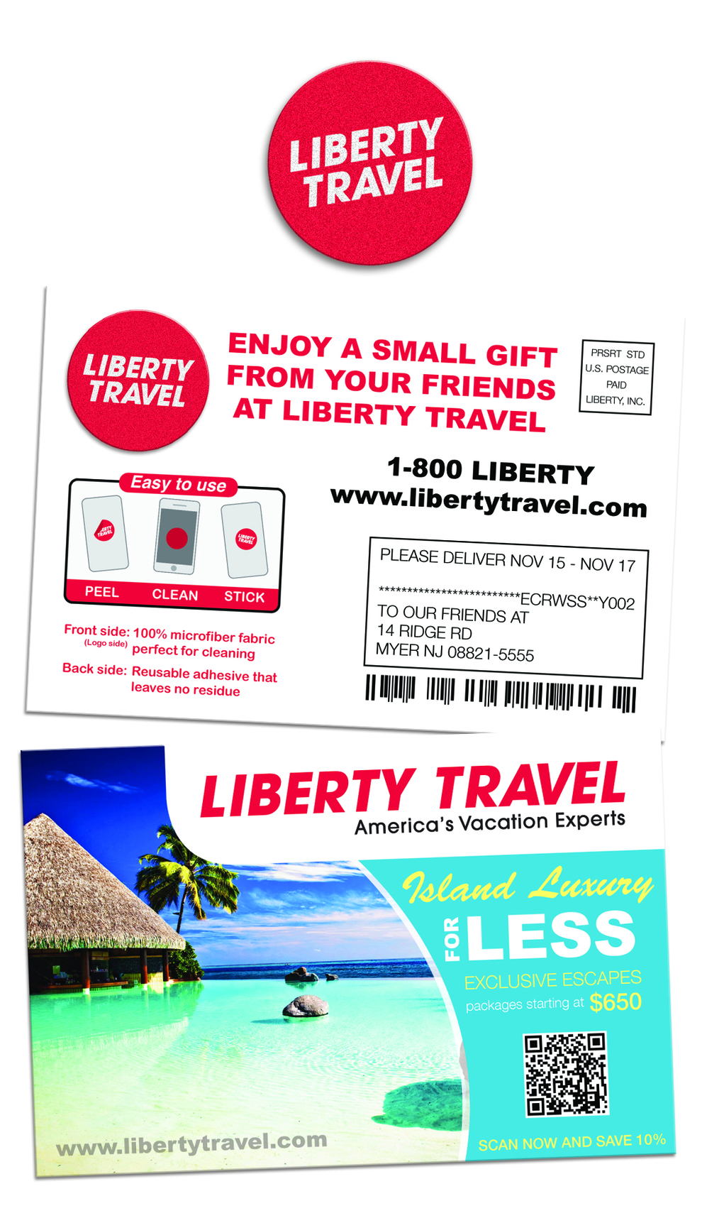 Digitek Microfiber Decal  - 1.125" Sq In. With Post Card